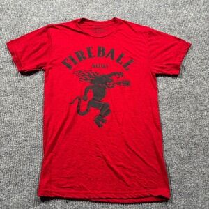 Fireball Whisky Graphic T-Shirt Mens Size Small Red Casual Short Sleeve‎